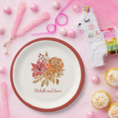 恋に落エレガントちる秋の花 ペーパープレート (パーティー)