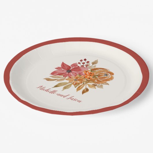 恋に落エレガントちる秋の花 ペーパープレート (アングル)