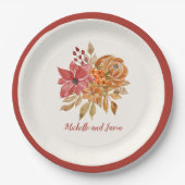 恋に落エレガントちる秋の花 ペーパープレート (正面)