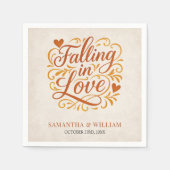 恋に落モダンちる秋結婚の スタンダードカクテルナプキン (正面)
