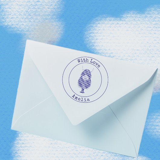 恋のあるモノグラムのハイランド牛 セルフインキングスタンプ