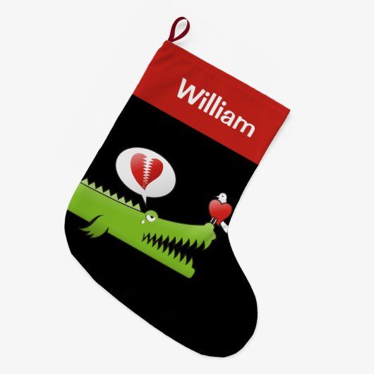 恋のアリゲーター ラージクリスマスストッキング (正面 (吊り時))