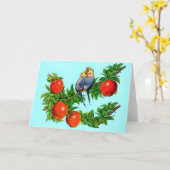 恋のインコ カード (黄色い花)