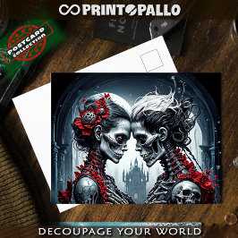 恋のスケルトンとスカル ポストカード