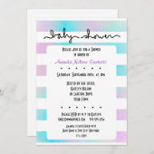 恋のストライプ男の子または女の子の赤ちゃんシャワー 招待状 (正面/裏面)