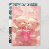 恋のハロー:ロマンチックなエンジェル結婚テディのインビタット 招待状 (正面/裏面)