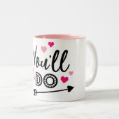 恋のハートおもしろいバレンタインデーデザイン ツートーンマグカップ (正面右)