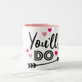 恋のハートおもしろいバレンタインデーデザイン ツートーンマグカップ (中央)