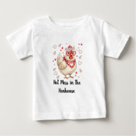 恋のバタバタ鶏小屋バレンタイン ベビーTシャツ