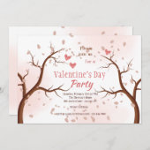 . .恋のバレンタインデーに落ちるパーティの招待状 招待状 (正面/裏面)
