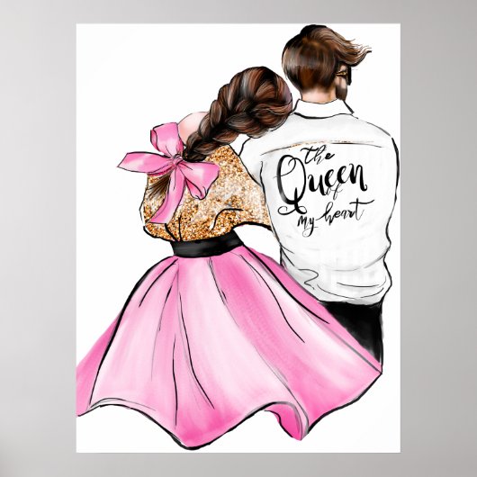 恋のバレンタインデーのカップルのハート ポスター (正面)