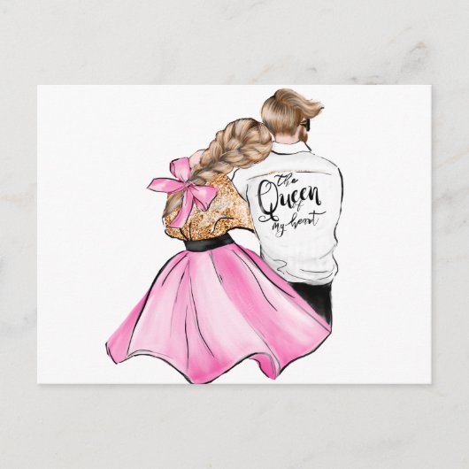 恋のバレンタインデーのカップルのハート ポストカード (正面)