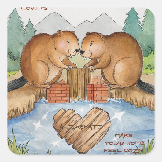 恋のビーバー スクエアシール (正面)