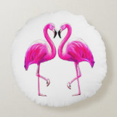 恋のピンクのフラミンゴ ラウンドクッション (裏面)