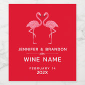 恋のピンクのフラミンゴ ワインラベル (シングルラベル)