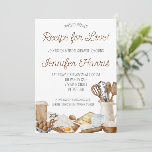 恋のレシピを見つけた!ブライダルシャワー 招待状 (スタンド正面)
