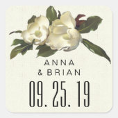 恋の中 – ヴィンテージマグノリアフラワーカスタムウェディング スクエアシール (正面)
