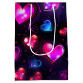 恋の動き：バレンタインデーのハート ミディアムペーパーバッグ (裏面)