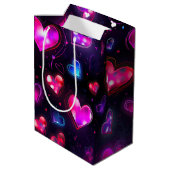 恋の動き：バレンタインデーのハート ミディアムペーパーバッグ (裏面アングル)