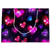 恋の動き:バレンタインデーのハート ラージペーパーバッグ (正面)