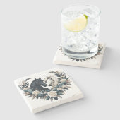 恋の国の黒馬と白馬 ストーンコースター (横)