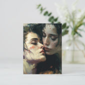 恋の女のカラフル人絵画 ポストカード (スタンド正面)