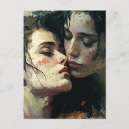 恋の女のカラフル人絵画 ポストカード