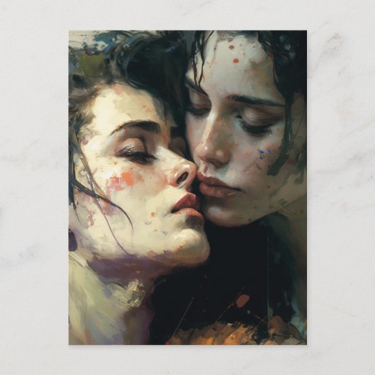 恋の女のカラフル人絵画 ポストカード (正面)