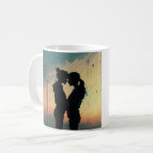 恋の女性のシルエットカスタマイズ コーヒーマグカップ (正面左)