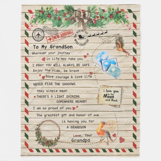 恋の孫|孫への手紙誇りを持ったあなたの フリースブランケット (正面)