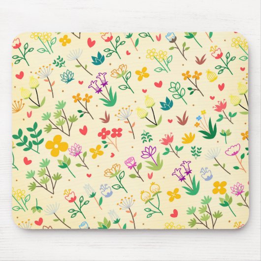 恋の庭 春の花とハート マウスパッド (正面)