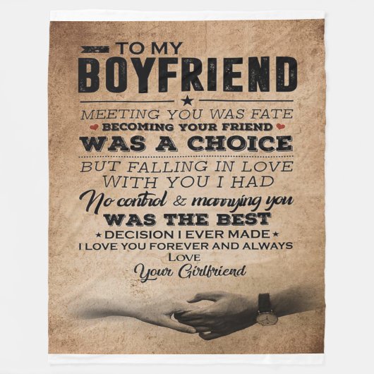 恋の引用文 |かわいいボーイフレンドへの贈り物 フリースブランケット (正面)