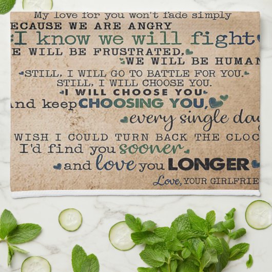 恋の引用文 |トレンディーギフト キッチンタオル (折り畳み)