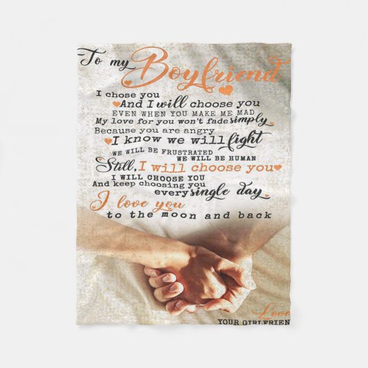 恋の引用文 |夫への贈り物、bf フリースブランケット (正面)