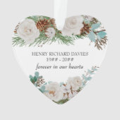 『恋の思い出の白いバラの松の円錐のハート』 オーナメント (裏面)