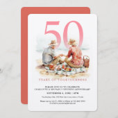 恋の日の水彩結婚夫婦 招待状 (正面/裏面)