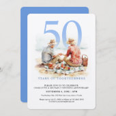 恋の日の水彩結婚夫婦 招待状 (正面/裏面)