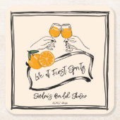 恋の最初のスプライツレトロブライダルシャワーの好意 スクエアペーパーコースター (正面)