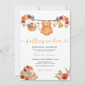 恋の服に落ちる女の子赤ちゃんシャワー 招待状 (正面)