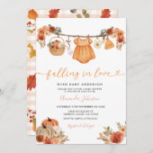 恋の服に落ちる女の子赤ちゃんシャワー 招待状 (正面/裏面)