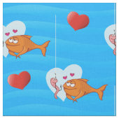 恋の柄の魚と餌 ファブリック (クローズアップ)