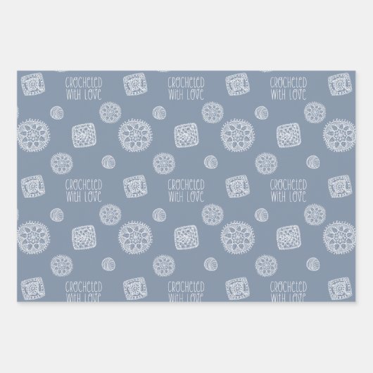 恋の模様が描かれた緑の青いピンク ラッピングペーパーシート (正面3)