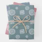 恋の模様が描かれた緑の青いピンク ラッピングペーパーシート (インサイチュ)