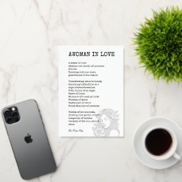 恋の歌の白黒女 箔グリーティングカード