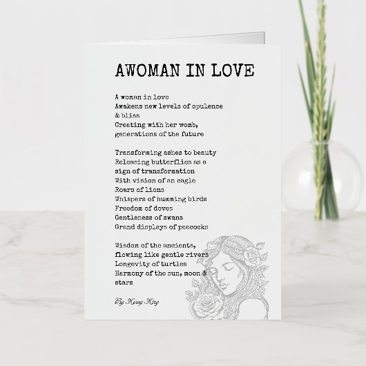 恋の歌の白黒女 箔グリーティングカード (正面)