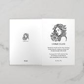 恋の歌の黒白のバラ 箔グリーティングカード (外側レイダウン)