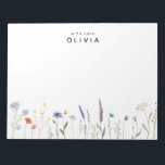 恋の水パーソナライズされた色の野花 ノートパッド<br><div class="desc">美しい水色ワイルドフラワーノートパッド単カスタマイズに名前。</div>