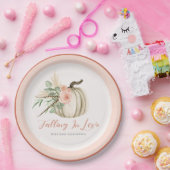 恋の水色のパンプキンピンクと錆に落ちる ペーパープレート (パーティー)