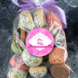 恋の水色ピンクエレガントク焼いたケーキ ラウンドシール