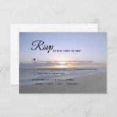 恋の海|ビーチサンセットヒトデ結婚ィッシュ 出欠カード (正面/裏面)